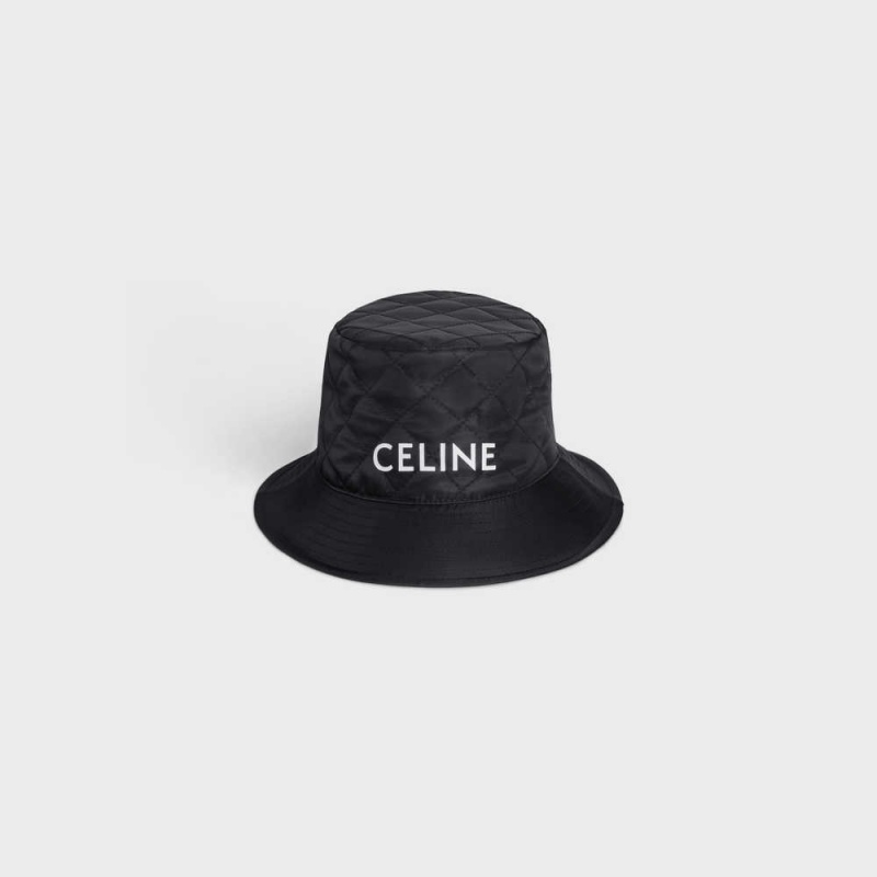 Celine Bucket In Nylon Twill Hoed Zwart | CL-592350