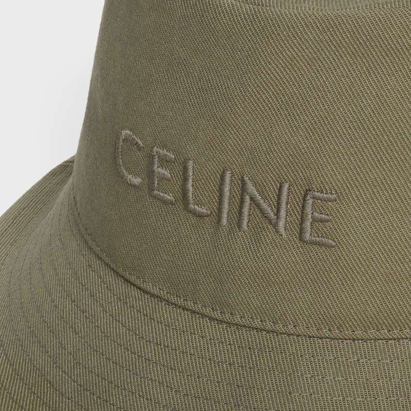 Celine Bucket In Thick Katoenen Twill Hoed Groen | CL-591710