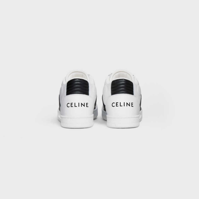 Celine C02 Trainer Mid With Scratch In Calfskin Sneakers Wit Zwart | CL-592542