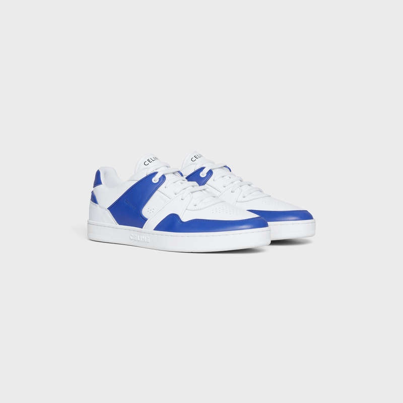 Celine C04 Trainer Low Kanten-up In Calfskin Sneakers Wit Blauw | CL-591905