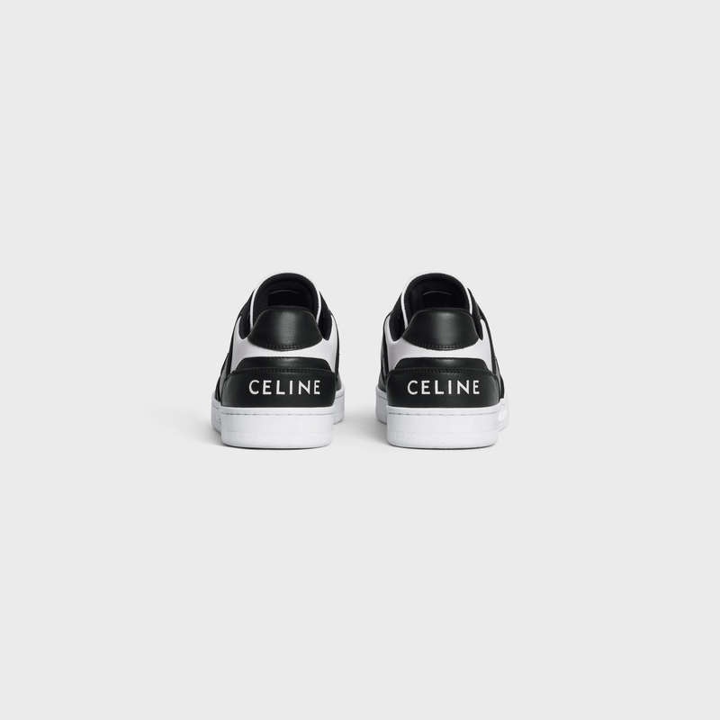 Celine C04 Trainer Low Kanten-up In Calfskin Sneakers Wit Zwart | CL-591904