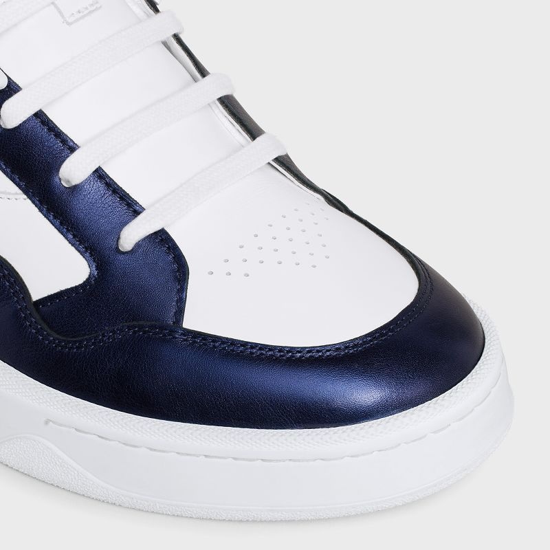 Celine C06 High In Calfskin & Metallic Calfskin Sneakers Wit Blauw | CL-591908