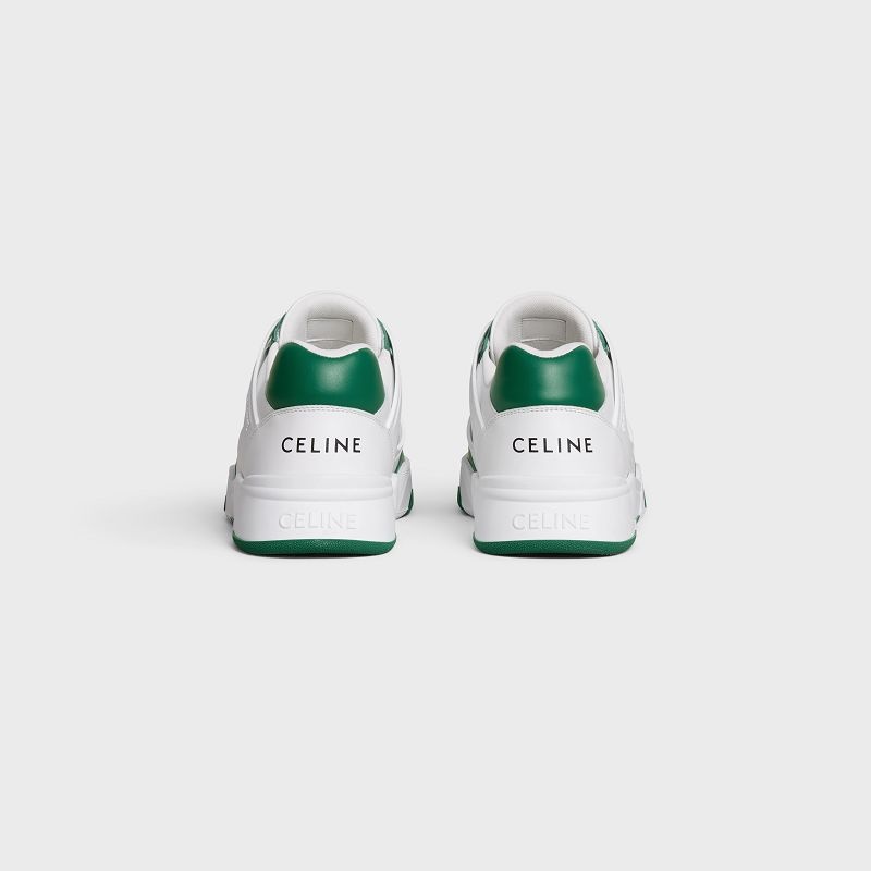 Celine C07 Trainer Low Kanten-up In Calfskin Sneakers Wit Donkergroen | CL-591898