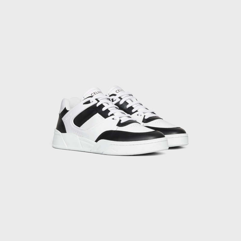 Celine C07 Trainer Low Kanten-up In Calfskin Sneakers Wit Zwart | CL-591897