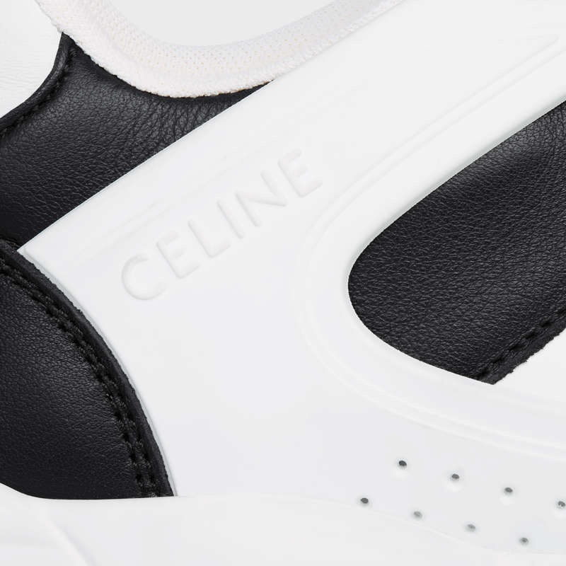 Celine C07 Trainer Low Kanten-up In Calfskin Sneakers Wit Zwart | CL-591897