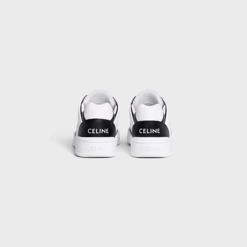 Celine C07 Trainer Low Kanten-up In Calfskin Sneakers Wit Zwart | CL-591897