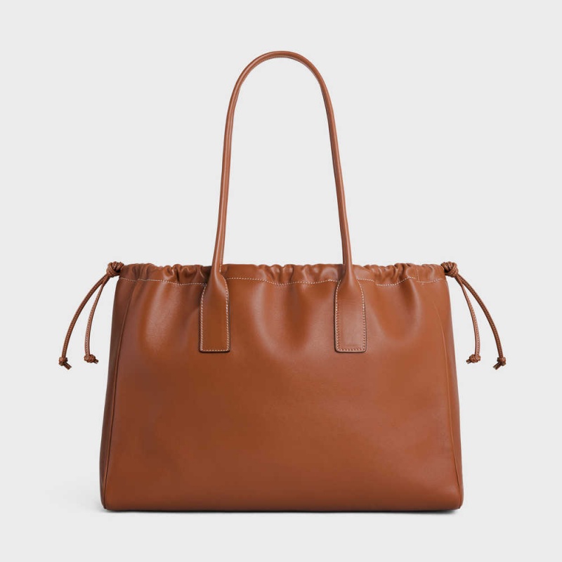 Celine Cabas Drawstring In Smooth Calfskin Cuir Triomphe Bruin | CL-593153