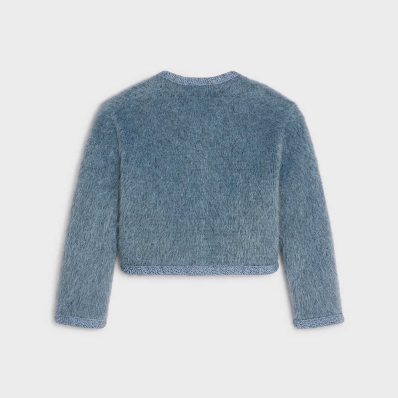 Celine Cardigan In Brushed Mohair Gebreide Kleding Blauw | CL-592697