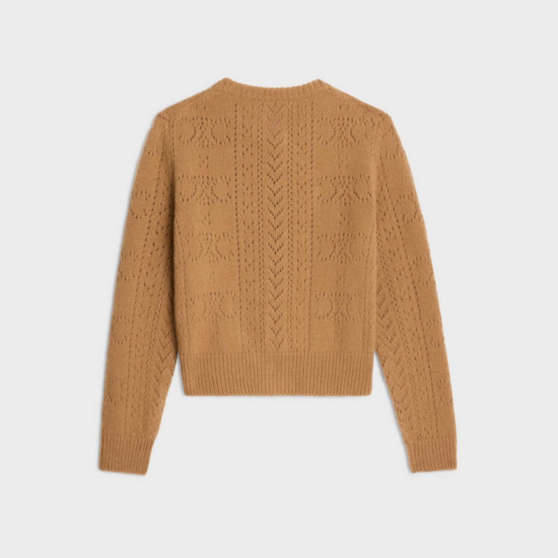 Celine Cardigan In Cashmere And Silk Pointelle Gebreide Kleding Bruin | CL-592690