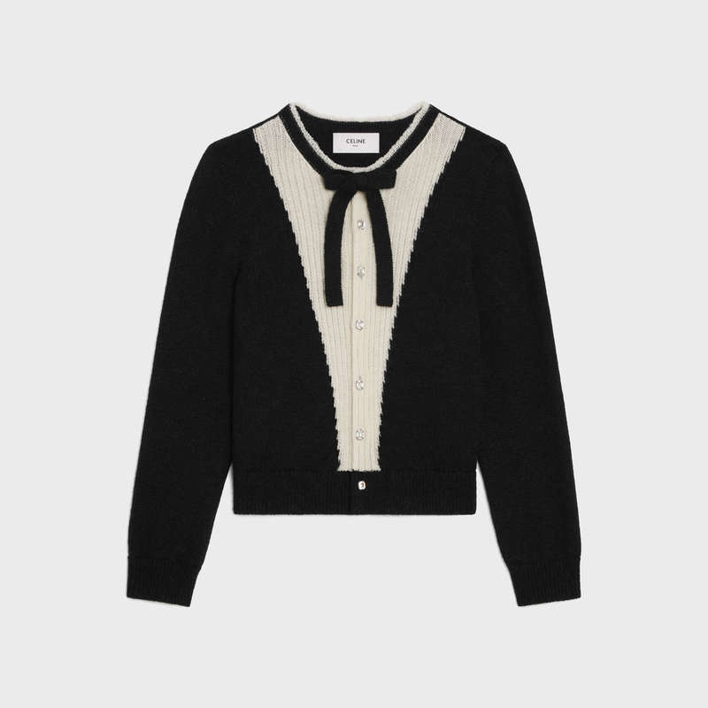 Celine Cardigan With Bow In Alpaca Gebreide Kleding Zwart | CL-592083