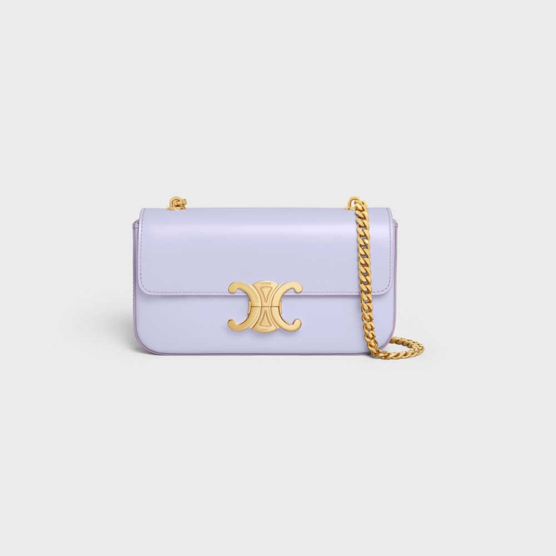 Celine Chain Shoulder Bag In Shiny Calfskin Triomphe Lichtlavendel | CL-593232