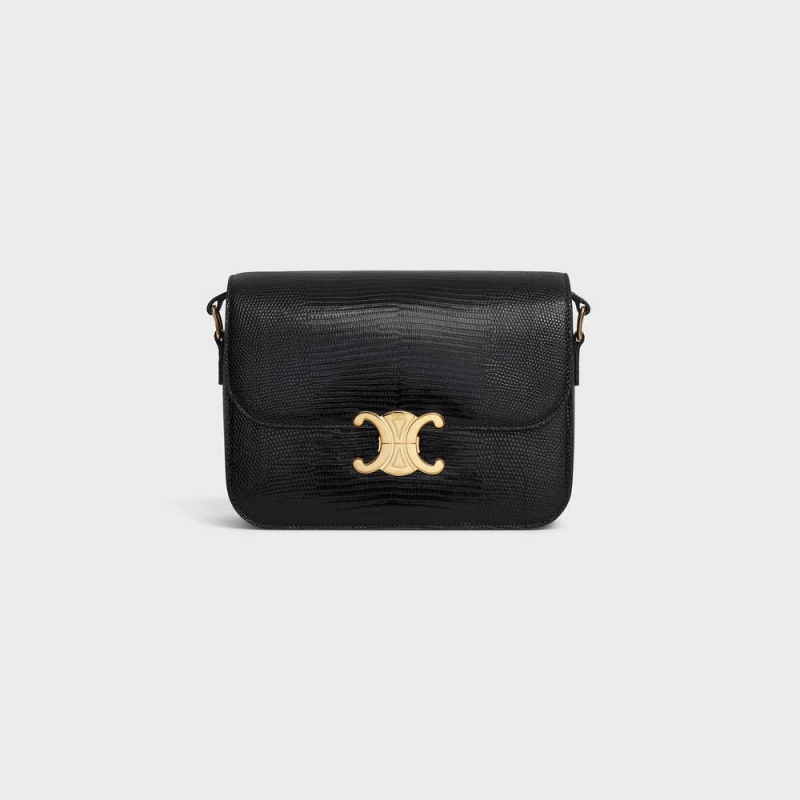 Celine Classique Bag In Lizard Triomphe Zwart | CL-593189