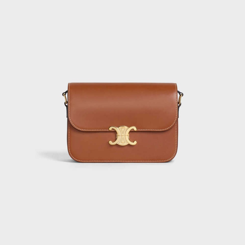 Celine Classique Bag In Natural Calfskin Triomphe Bruin | CL-593184