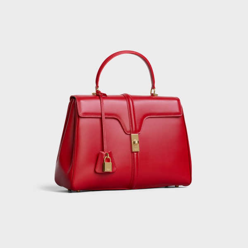 Celine Classique Bag In Satinated Calfskin 16 Rood | CL-593280