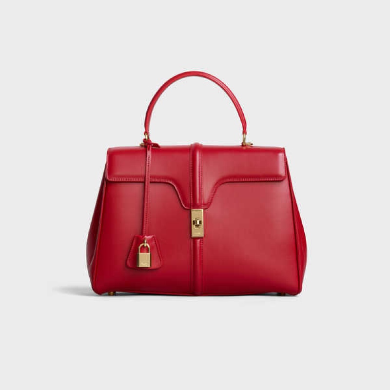 Celine Classique Bag In Satinated Calfskin 16 Rood | CL-593280