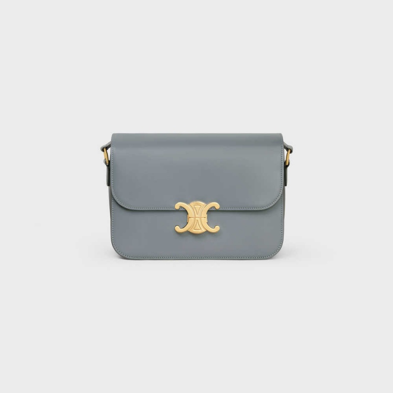 Celine Classique Bag In Shiny Calfskin Triomphe Blauw Grijs | CL-593187