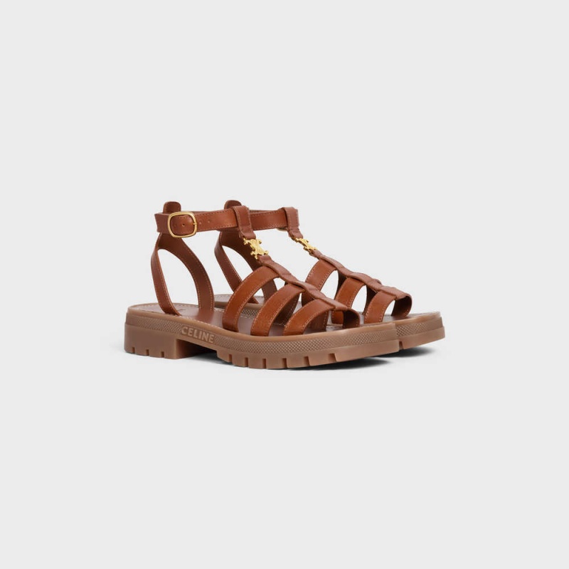 Celine Clea Triomphe Gladiator Chunky In Calfskin - Vegetal Tanning Sandalen Bruin | CL-592574