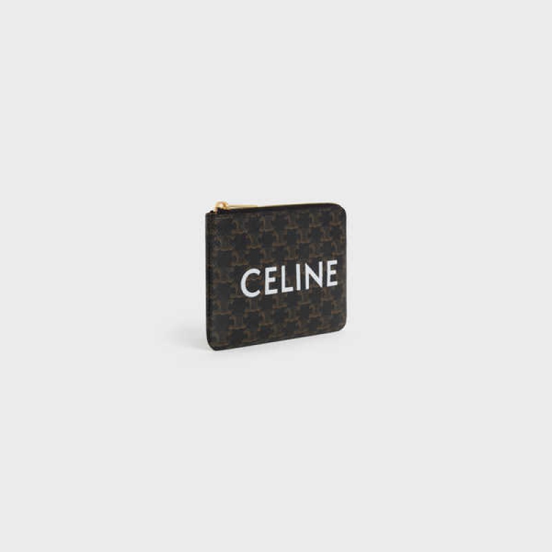 Celine Coand Card Pouch Triomphe Canvas Pasjeshouder Zwart | CL-592957