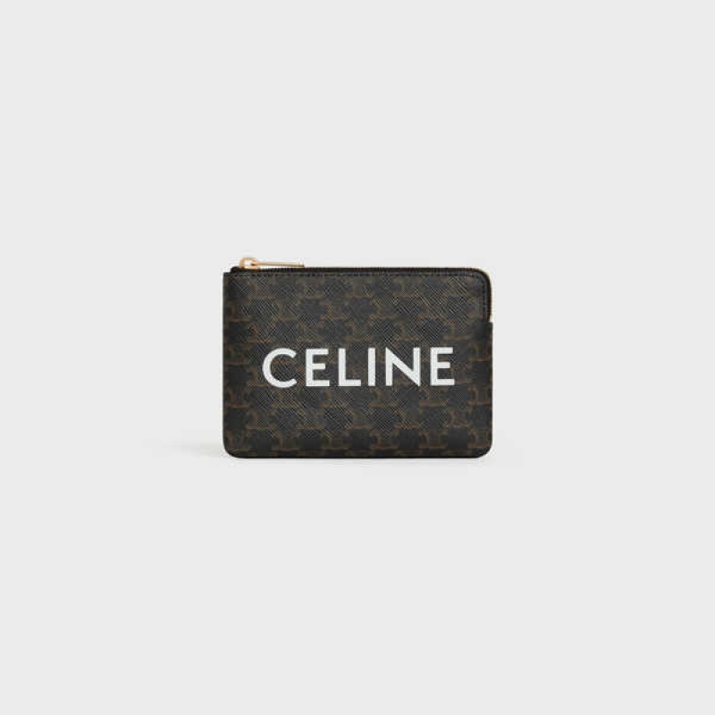 Celine Coand Card Pouch Triomphe Canvas Pasjeshouder Zwart | CL-592957