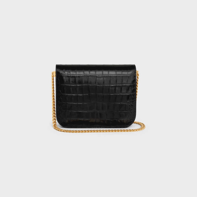 Celine College Bag In Niloticus Crocodile Triomphe Zwart | CL-593170