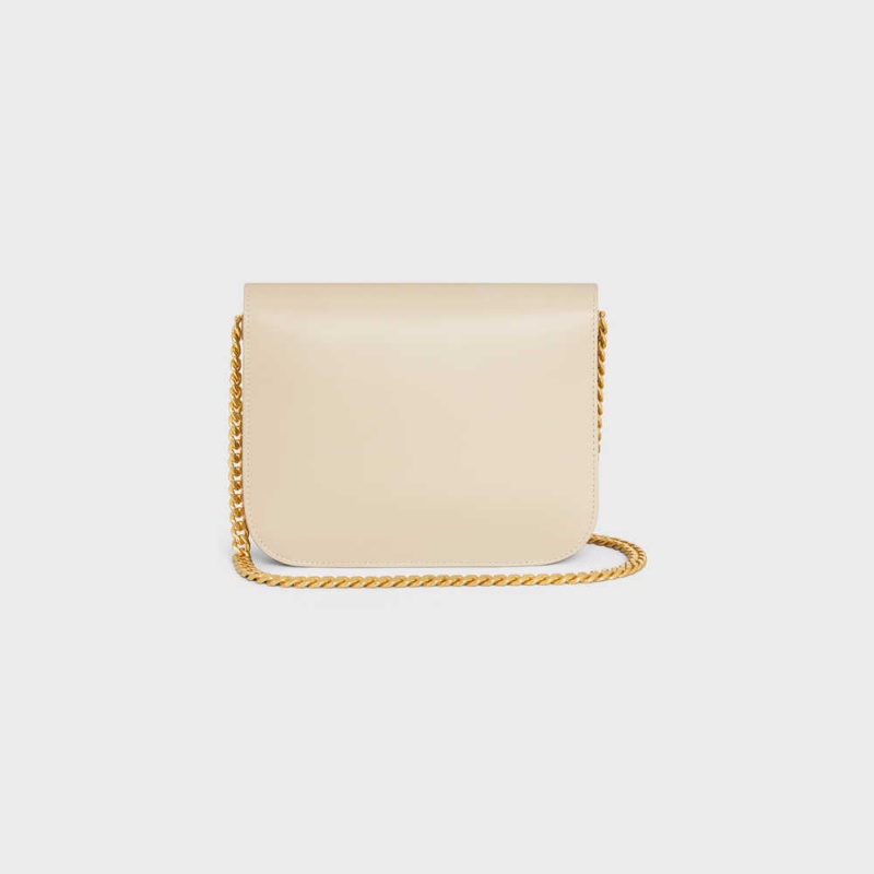 Celine College Bag In Shiny Calfskin Triomphe Beige | CL-593169