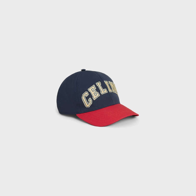 Celine College Baseball In Katoenen Pet Donkerblauw Rood | CL-591702