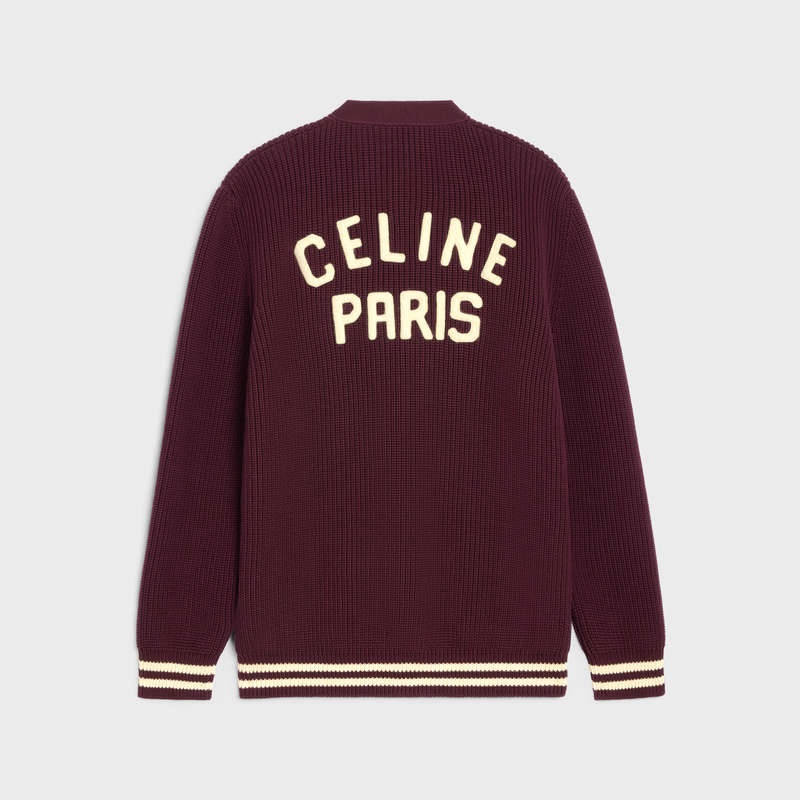 Celine College Cardigan In Katoenen Gebreide Kleding Bordeaux | CL-592085