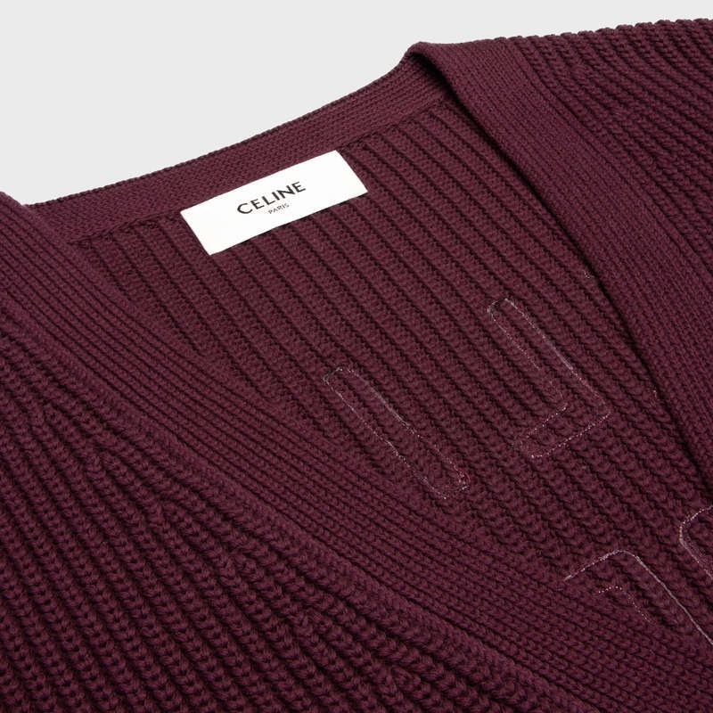 Celine College Cardigan In Katoenen Gebreide Kleding Bordeaux | CL-592085