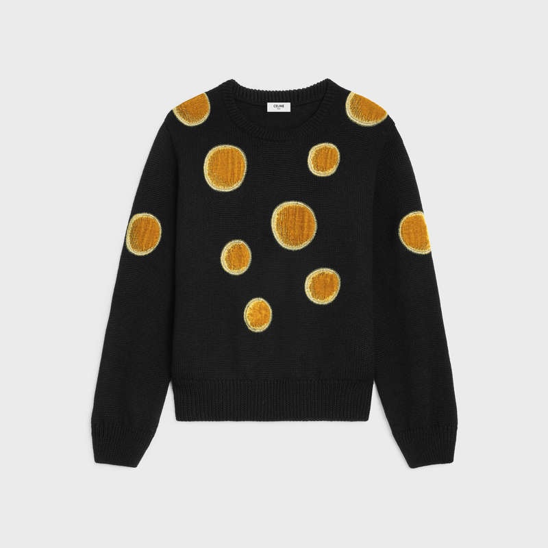 Celine Crew Neck In Velvet Wol Gebreide Kleding Zwart | CL-592089