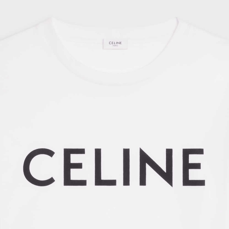 Celine Cropped In Katoenen Jersey T-shirt Wit | CL-592791