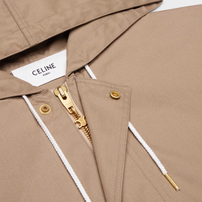 Celine Cropped Parka In Technical Katoenen Jassen Beige | CL-592621