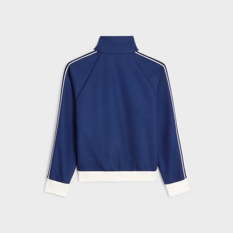 Celine Cropped Tracksuit In Texturized Jersey Jassen Donkerblauw Wit | CL-592677