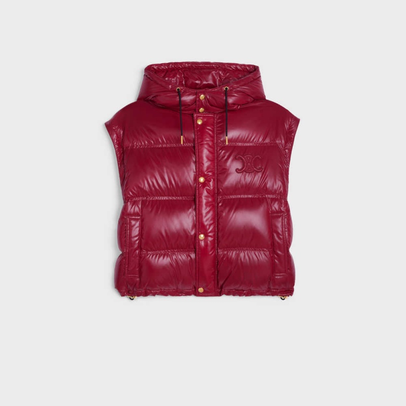 Celine Cropped Triomphe Down In Lichtgewicht Nylon Jassen Lichtbordeaux | CL-592682