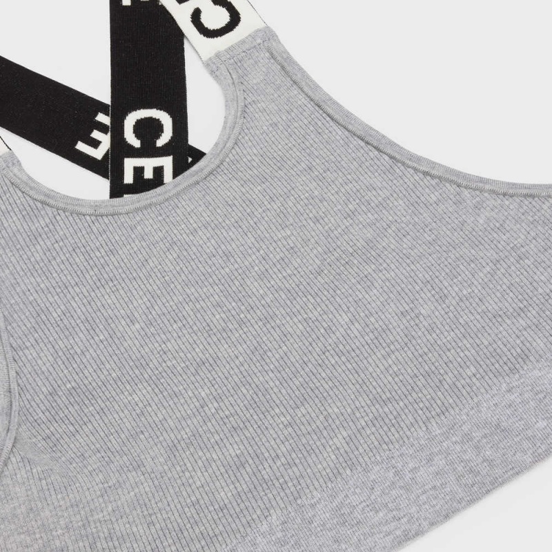 Celine Crossback Sports Bra In Atletische Knit Sweatshirts Grijs Wit | CL-592810