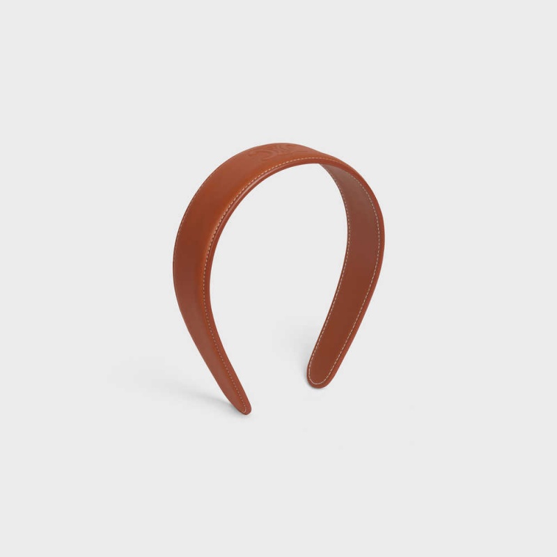 Celine Cuir Triomphe Headband In Calfskin Leren Haaraccessoires Bruin | CL-592332