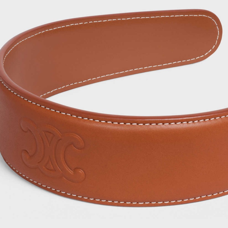 Celine Cuir Triomphe Headband In Calfskin Leren Haaraccessoires Bruin | CL-592332