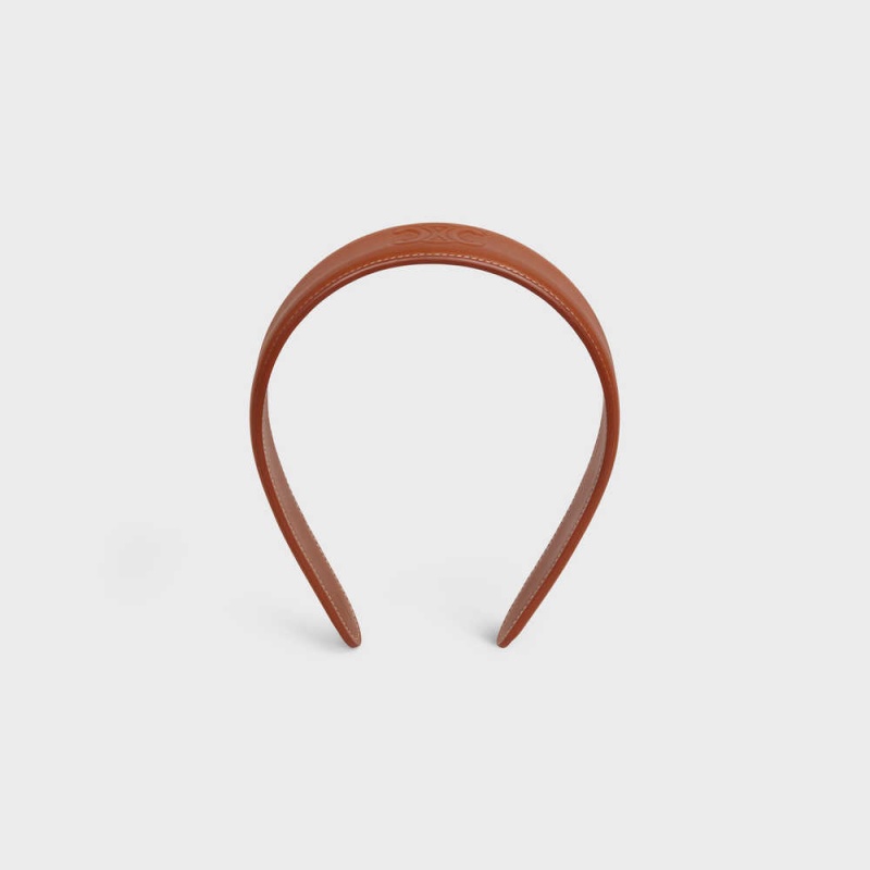 Celine Cuir Triomphe Headband In Calfskin Leren Haaraccessoires Bruin | CL-592332