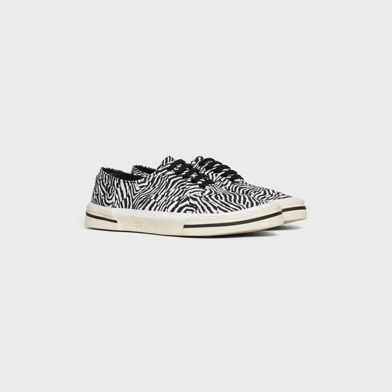 Celine Elliot Low Kanten Up In Zebra Printed Canvas Sneakers Zwart Wit | CL-591913