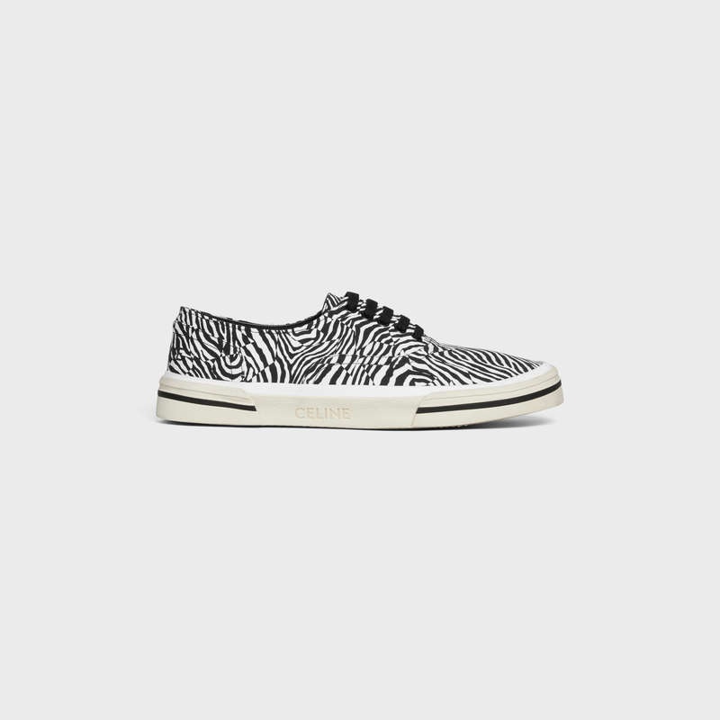 Celine Elliot Low Kanten Up In Zebra Printed Canvas Sneakers Zwart Wit | CL-591913