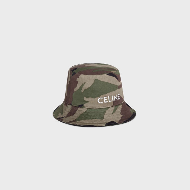 Celine Embroidered Bucket In Camouflage Katoenen Hoed Camo | CL-591711