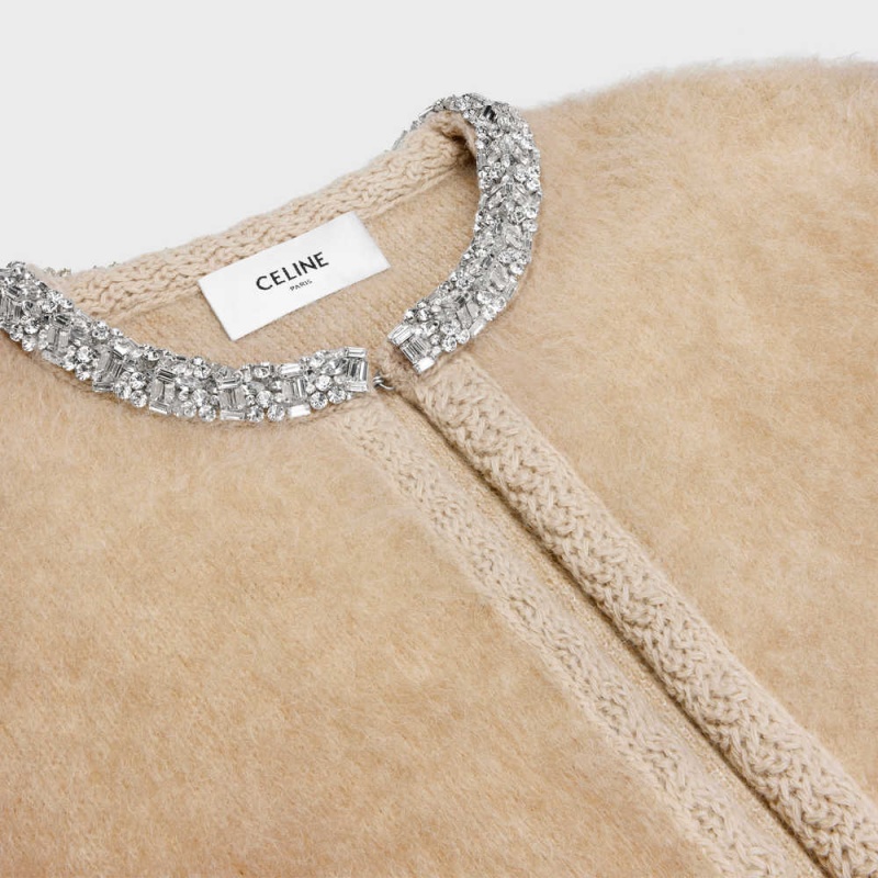 Celine Embroidered Cardigan In Brushed Mohair Gebreide Kleding Bruin | CL-592698