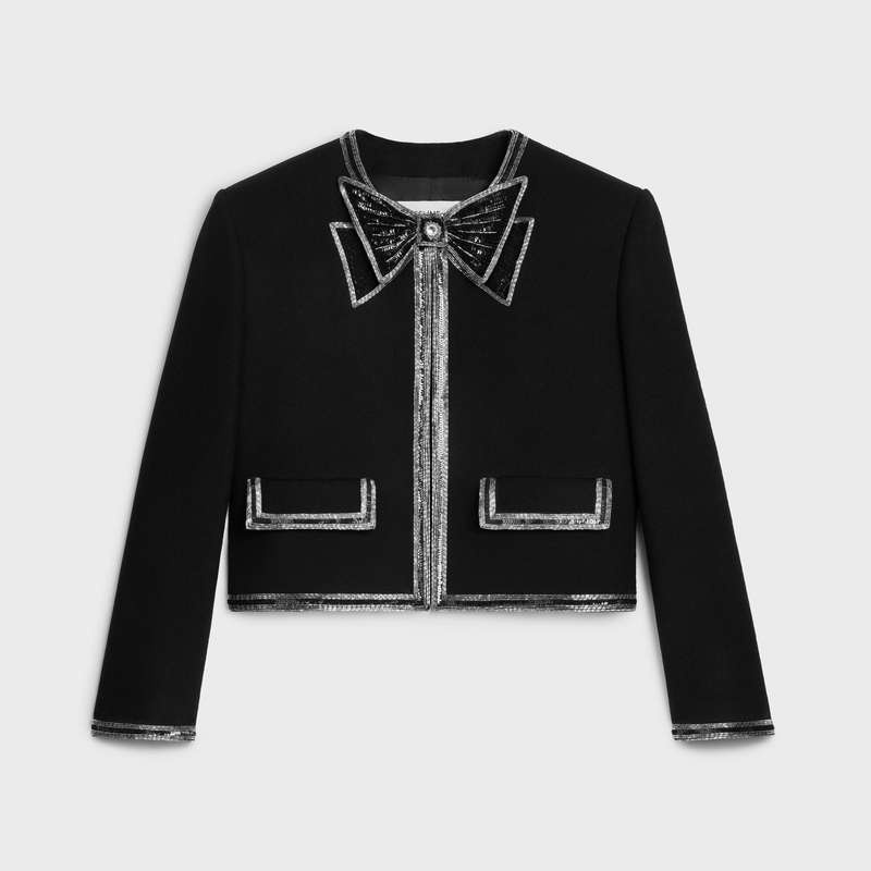 Celine Embroidered Cardigan In Wol Cloth Gebreide Kleding Zwart | CL-592081