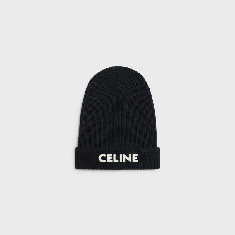 Celine Embroidered Knit Wol Beanie Hoed Zwart | CL-591714