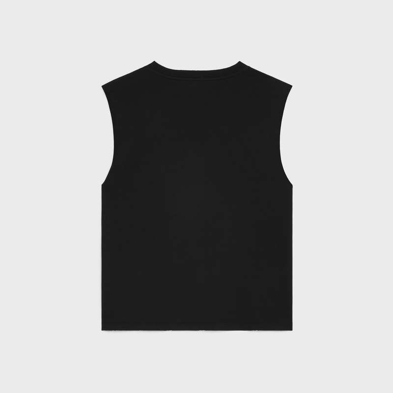 Celine Everything Special Tank In Katoenen T-shirt Zwart Wit | CL-592122