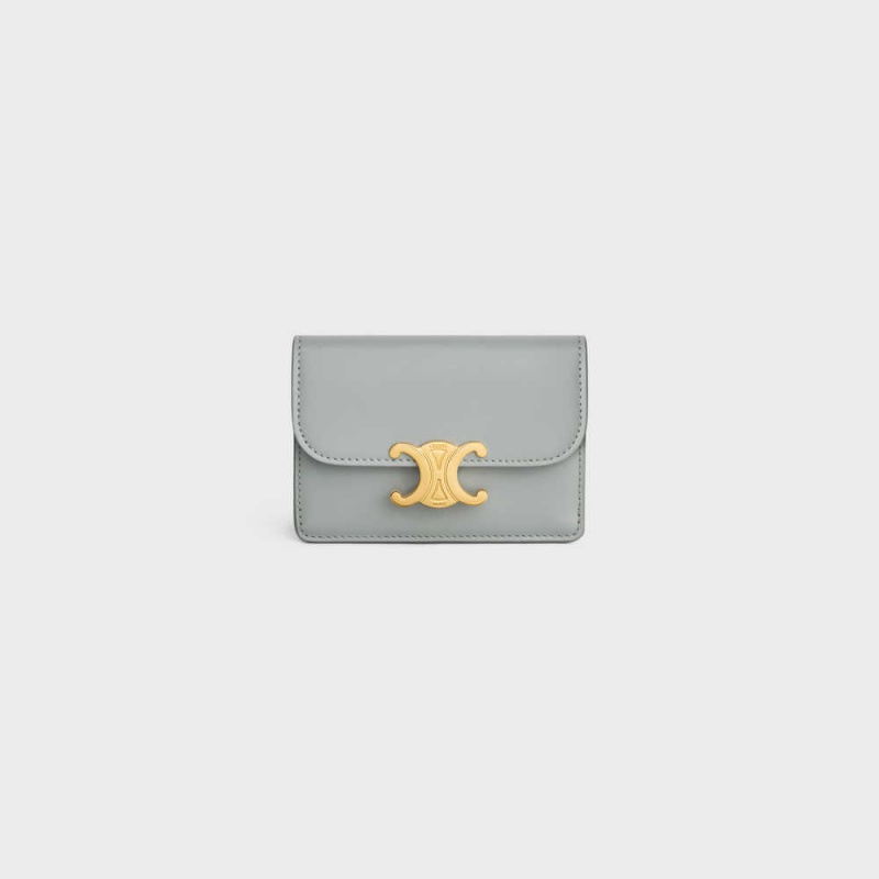 Celine Flap Triomphe Shiny Calfskin Pasjeshouder Blauw | CL-592947