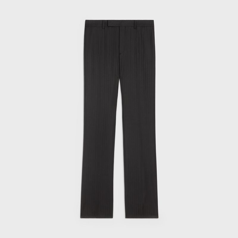 Celine Flared Cropped In Gestreept Wol Broek Zwart | CL-592013