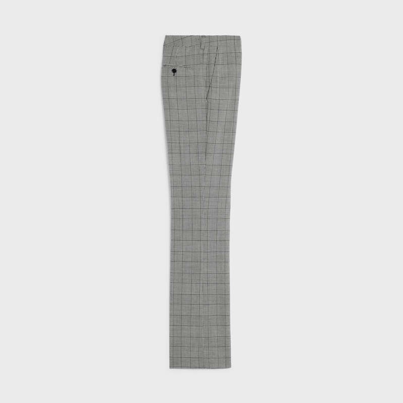 Celine Flared In Checked Wol Broek Grijs | CL-592016