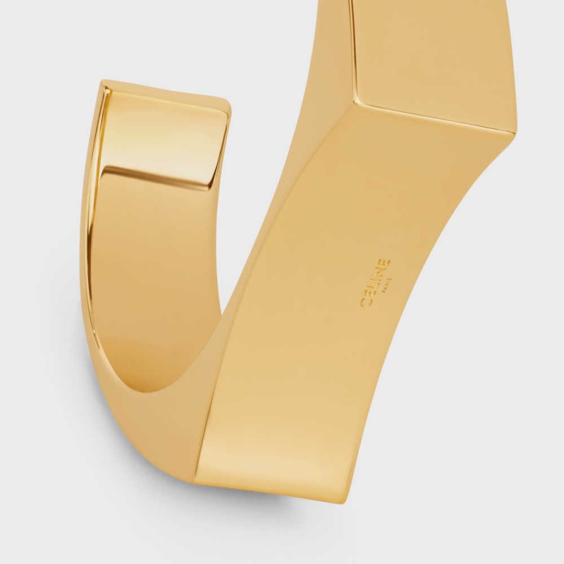 Celine Formes Abstraites Concave Cuff In Brass With Gold Finish Armbanden Goud | CL-592213