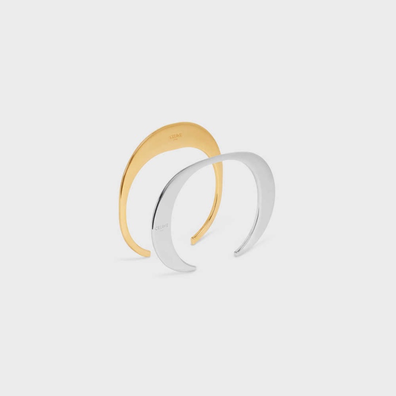 Celine Formes Abstraites Set Of 2 Cuffs In Brass With Gold And Rhodium Finish Armbanden Goud Zilver | CL-592224