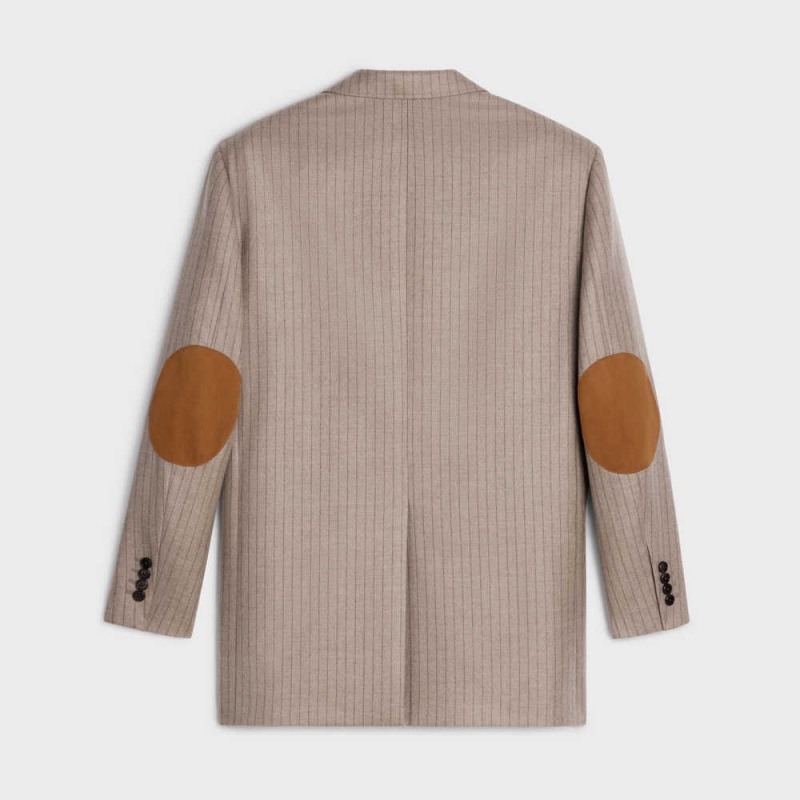 Celine GarçOn With Elbow Patches In Cashmere Flannel Jassen Khaki | CL-592666